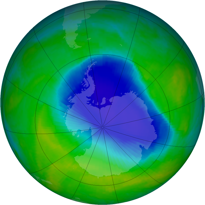 Antarctic ozone map for 27 November 1999